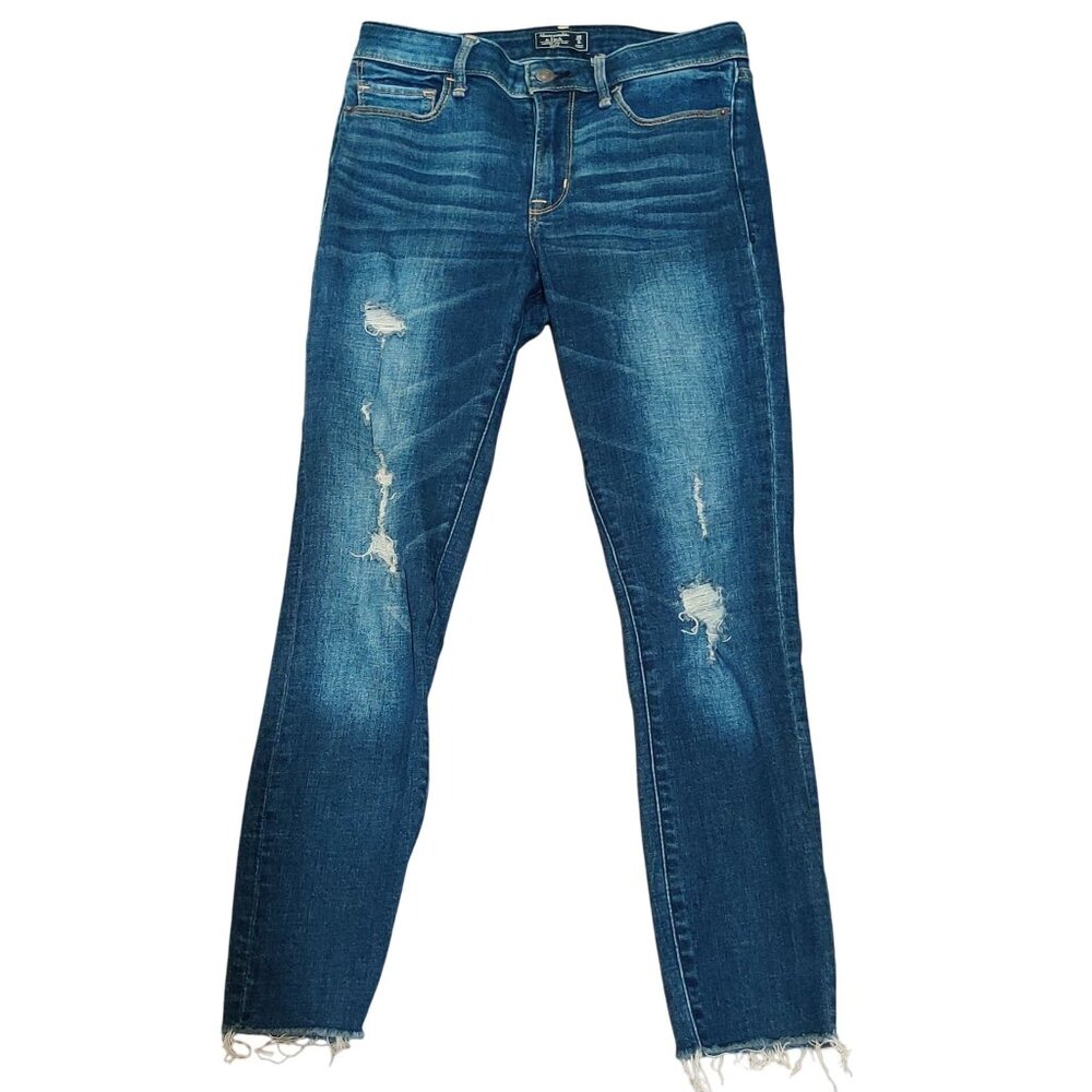 Abercrombie & Fitch 0 Harper Low Rise Ankle Skinny Jeans Distressed Hem Denim